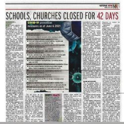 National News, School, Churches closed for 42 days